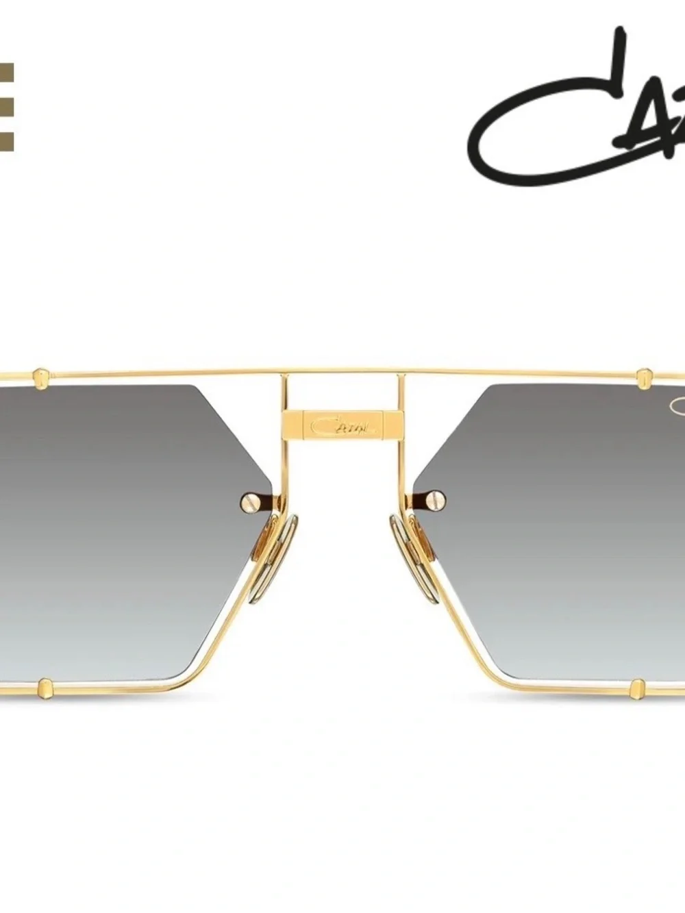 Cazal Gold Frame Sunglasses with Brown Lenses and White Temples